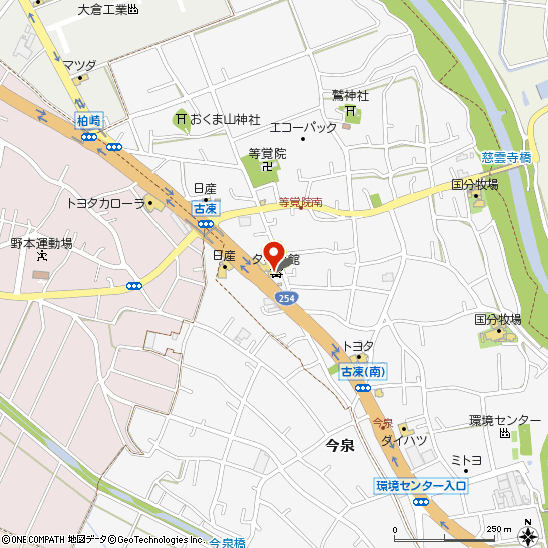 タイヤ館 東松山付近の地図